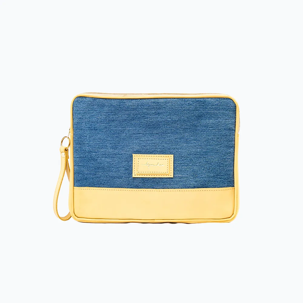 Housse IPad en Jean Cuir (Yellow IS001)